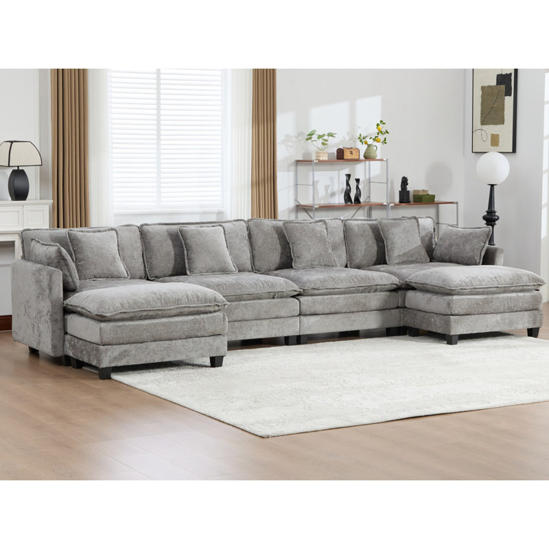 Canapé modulaire en U avec canapé-lit surdimensionné Schmucker, Gris chenille, H 33 po x l 149,6 po x P 35 po
