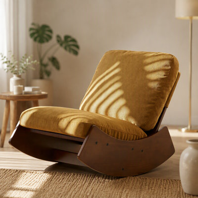 Comfortable Glider Rocking Chair, High-Quality Upholstery Glider Chair, Solid Wood Frame, Perfect for Multiple Settings Accent Reading Chair for Bedroom,Living Room,Nursery,Set of 2