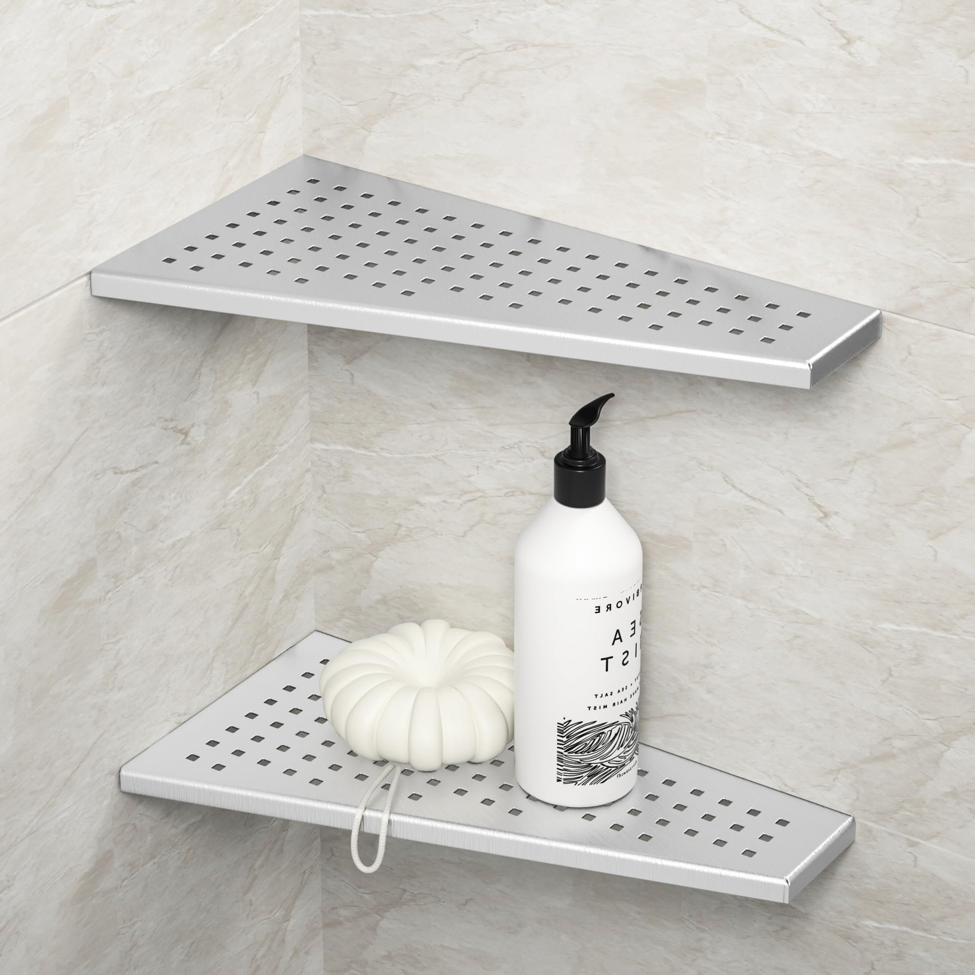 Tiled Corner Rack Wrought Studio 12-Inch Stainless Steel Corner Shower Rack With ...