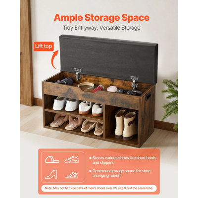 7 Pair Solid Wood Shoe Storage Bench