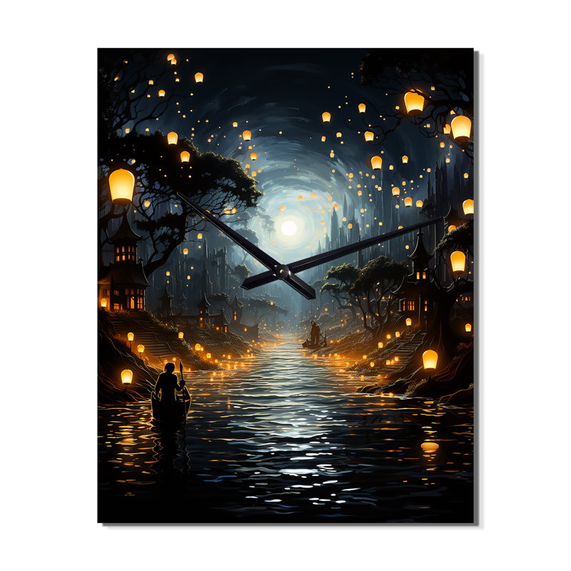 Horloge murale Japon Art of Sea of Lanterns II - Cityscapes, H 32 po x l 24 po x P 1 po