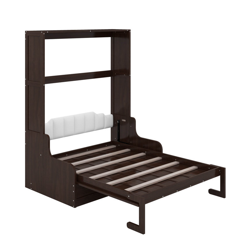Grand lit escamotable mural avec coussin, Espresso
