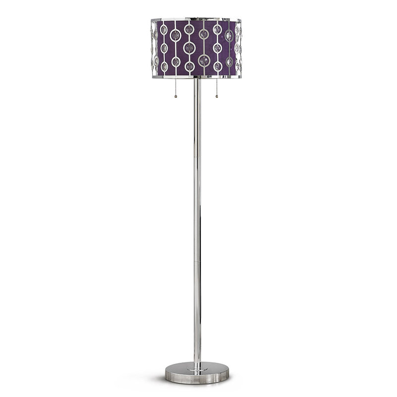 61.5'' Traditional Floor Lamp, Polished Chrome, Purple