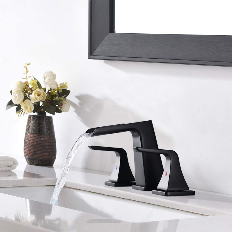 Widespread 2-handle Bathroom Faucet with Drain Assembly, Matte Black