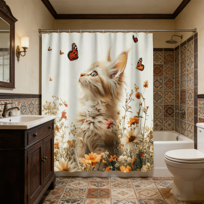 Ensemble de rideaux de douche rustiques en tissu de polyester de style campagnard avec crochets de salle de bain (l 70 po x L 70 po)