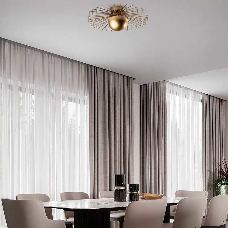 Élégant lustre doré, 60 x 60 x 24 pouces | Corps en métal robuste, capuchon de 20 po x 6,3 po, plaque de base de 16 po x 4 po | Douille G9 8 W maximum (ampoule non incluse) | Parfait pour la salle à manger et les espaces de vie, design élégant et moderne