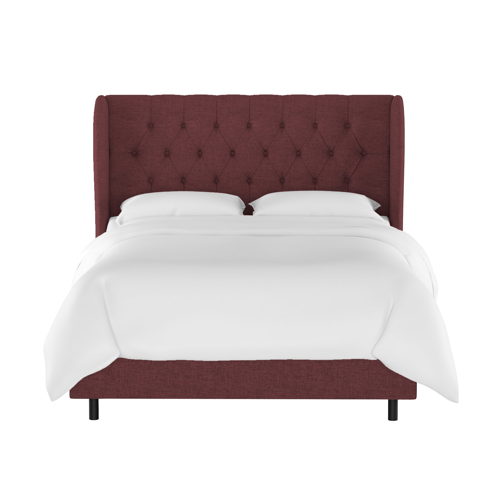 Tomey Upholstered Wingback Bed, King, Classic Berry Velvet