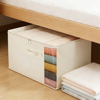Sacs de rangement en toile respirante avec fermeture à glissière et fenêtre transparente - Organisateurs de placard pliables pour vêtements, couvertures, oreillers, literie et articles saisonniers