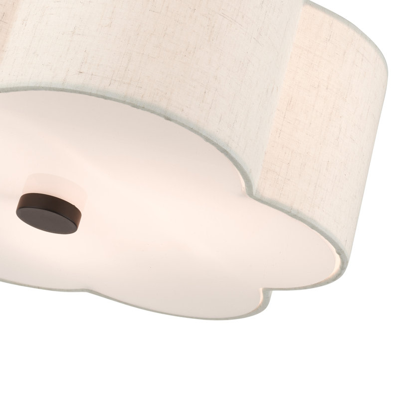 Plafonnier semi-encastré 3 lumières Copper, Bronze anglais, H 8,5 po x l 18 po x P 18 po