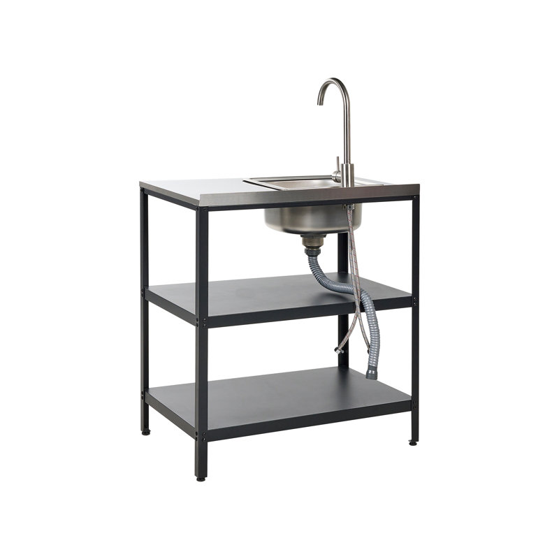 Outdoor Kitchen Island with Sink VILAMA Metal Black