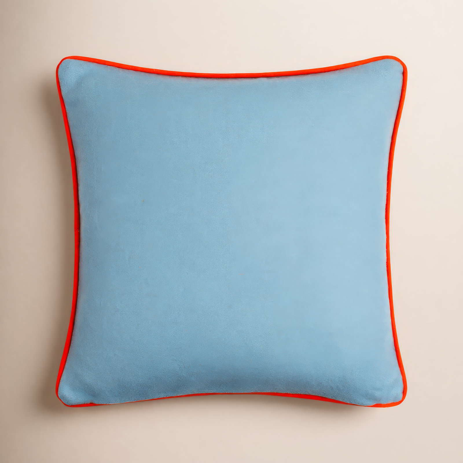 Lombard Wool Throw Pillow, Pillow Cover Only - No Insert, 20" x 20", Denim/Orange