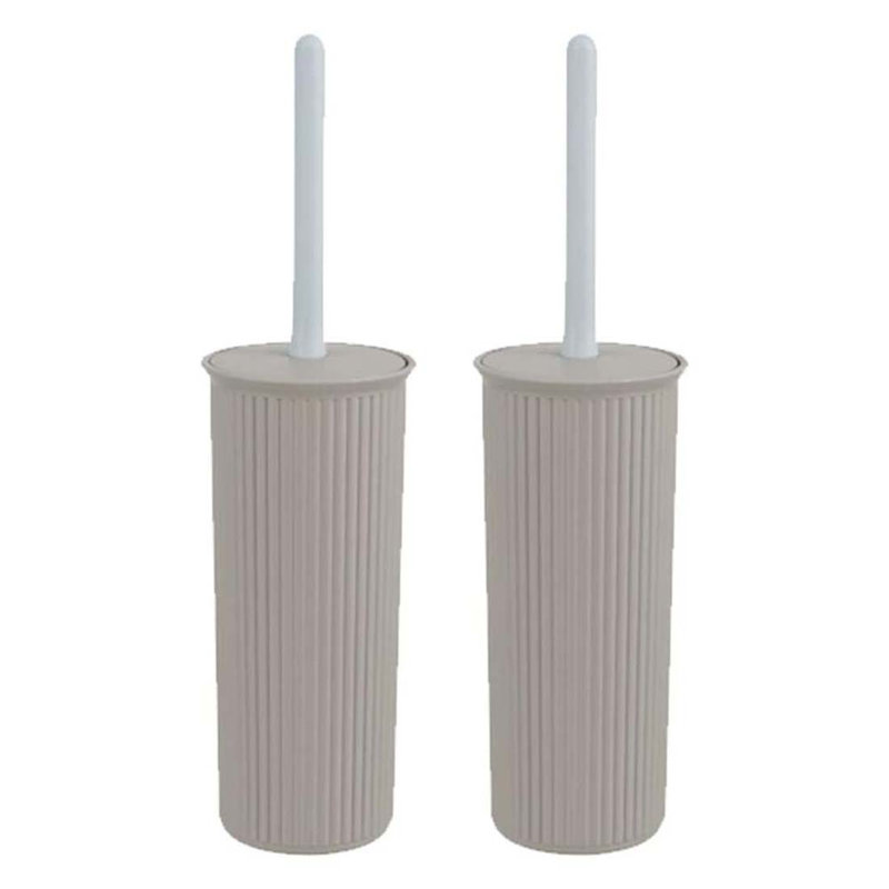 Brosse de toilette autoportante en plastique nervurée 4 po, Taupe