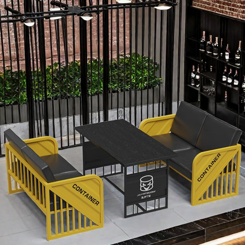 Mobilier modulaire de style industriel, Jaune