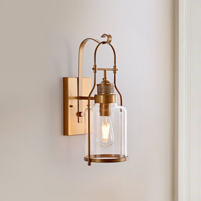 Belinda Single Light Rustic Wall Sconce Lantern - Brushed Brass