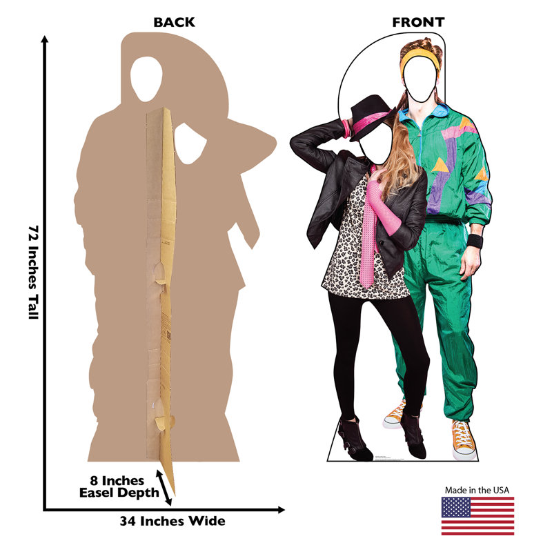 Retro 80s Couple Cardboard Stand-In with Easel