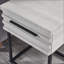 Ensemble de chambre à coucher, lit simple tapissier 2 pièces avec table de chevet, blanc cassé | Tissu, panneau de fibres à densité moyenne, revêtement | Lits standard