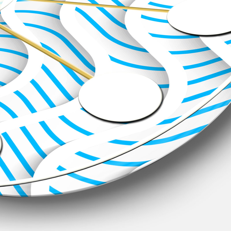 Horloge murale 3D blanche et bleu clair II - Mid-Century, Moyen