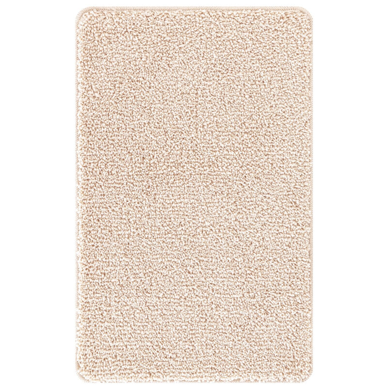 Microfiber Non-Slip Bath Mat Rectangular, Cream, 60cm, 90cm