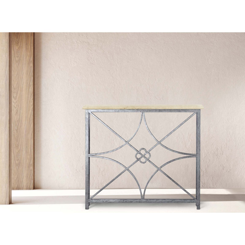 37" Console Table, Royal Silver, Carrera Marble