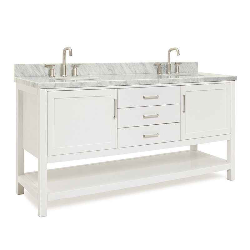 Ensemble de meuble-lavabo double 73 po Abby, Gris, Ovale