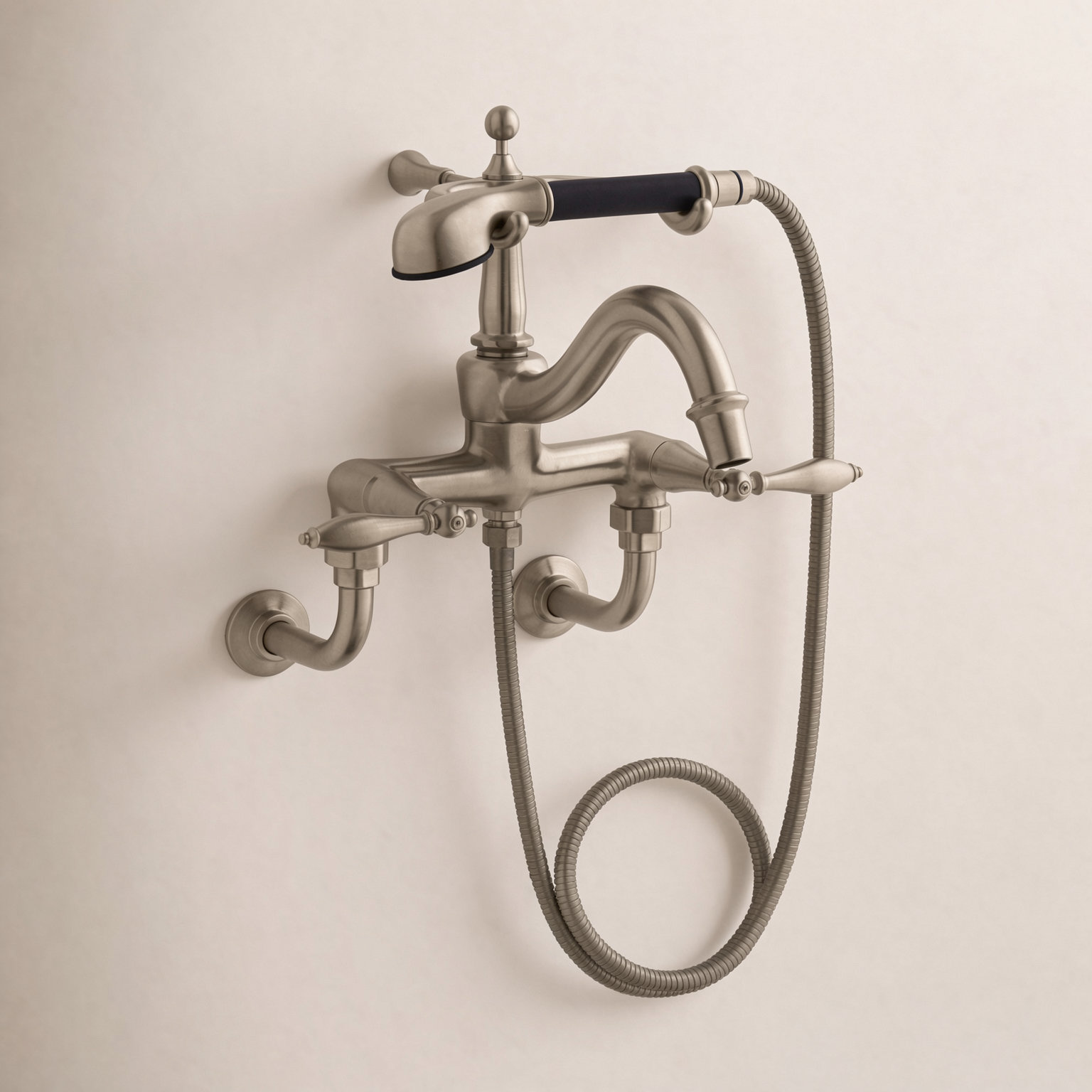 Finial Wall-Mounted Clawfoot Tub Faucet, Vibrant Brushed Bronze