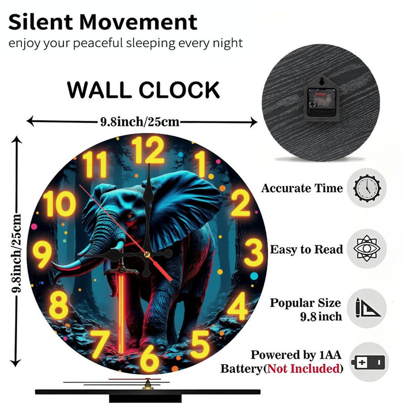 Elephant Neon Clock