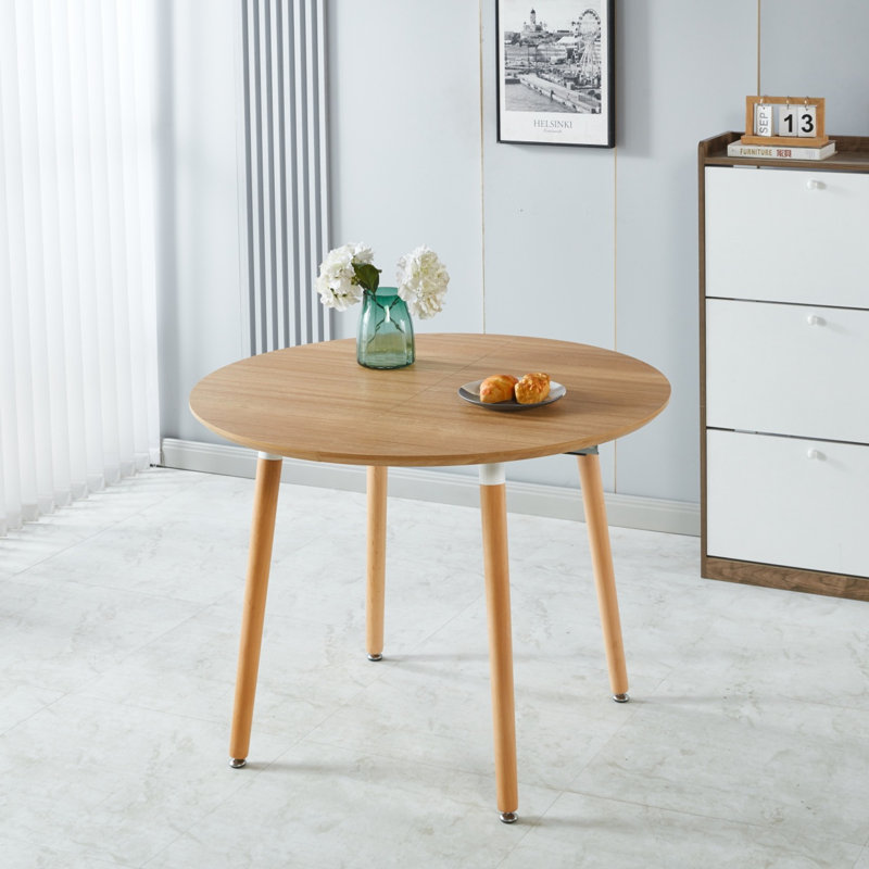 Table extensible, table à manger, table de bureau, table basse, pieds en bois, plateau en panneau de fibres à densité moyenne, 100/140 / 180x100x75cm, couleur chêne
