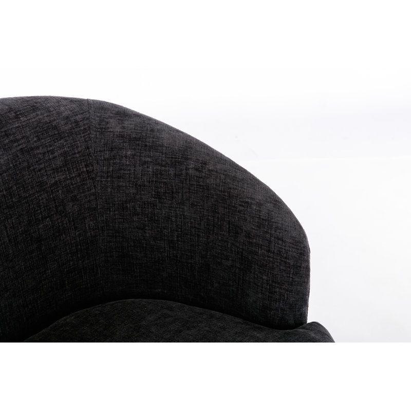 Genece Upholstered Swivel Accent Chair, Black Chenille