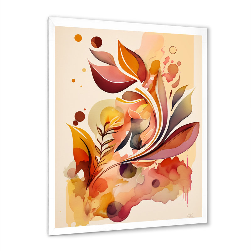 Aquarelle florissant de fleurs d'automne, H 20 po x l 12 po x P 1 po, Cadre simple blanc