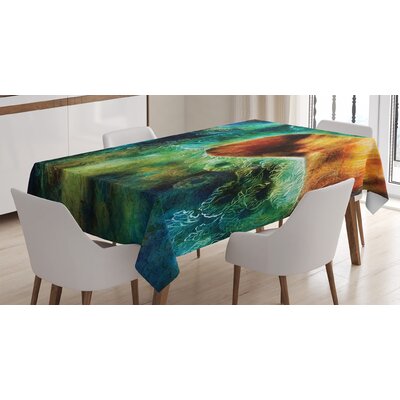 Fantasy Tablecloth, Mythical Phoenix Rebirth Long New Life From The Ashes Sun Exceptional, Rectangular Table Cover For Dining Room Kitchen Decor, 52 -  East Urban Home, 94B51A4309D345729076B6C28B06914B