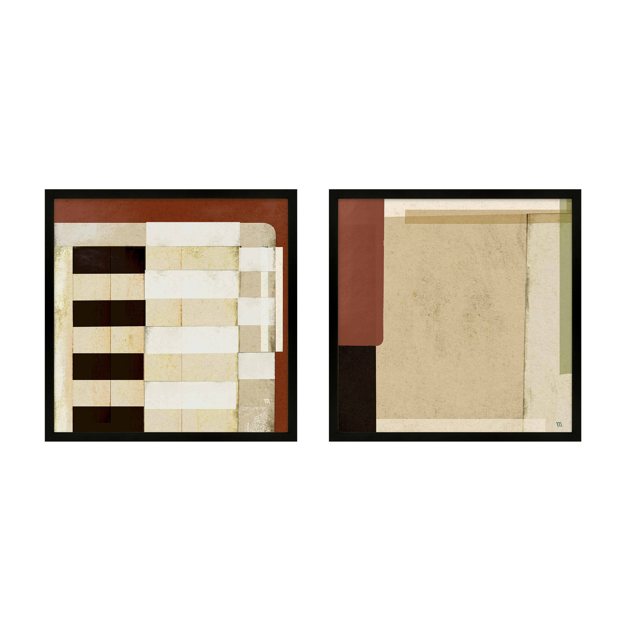City Scape 2,3 Set of 2 by Marco Marella for Studio M - Framed Wall Art, Framed Print Paper without Mat, Black, 44" H x 44" W