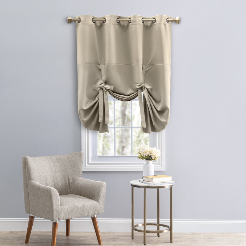 Takirra Gorgeous Decorative Tie-Up Grommet Single Curtain 63"L Panel, Putty