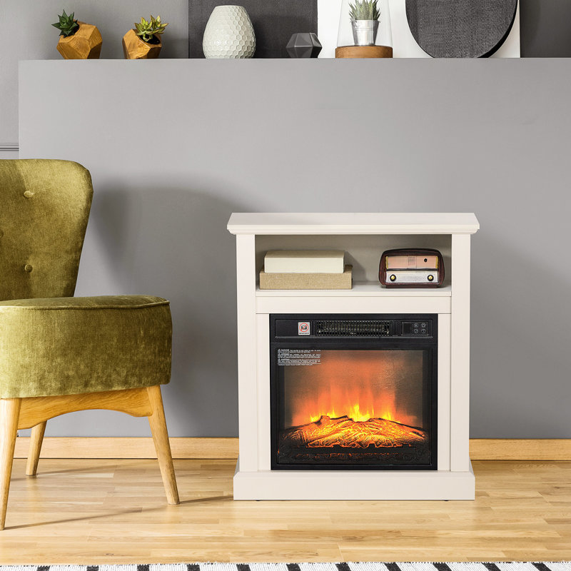Foyer électrique 27 po - 1400 W, bûche blanche réaliste et flamme, flexibilité de la température, télécommande, zone de chauffage de 323 pieds carrés, grain de bois de conception silencieuse, réglable 62 82, minuterie, coffre-fort