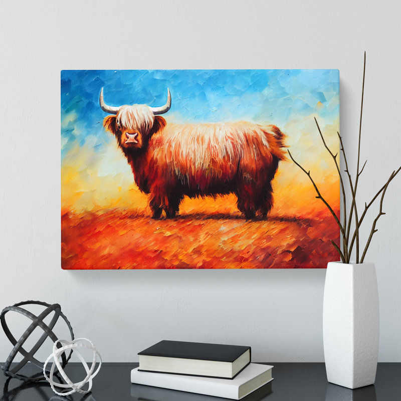 Highland Cow Painting Vol.6 Abstract - Wrapped Canvas, 40cm H x 60cm W x 3cm D