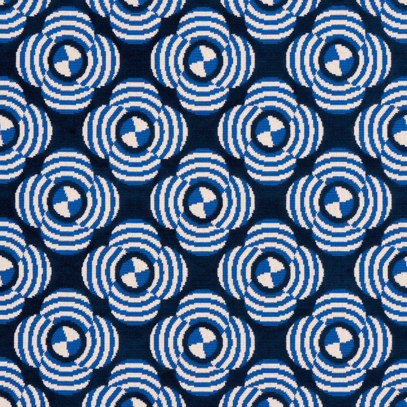 Schumacher x Johnson Hartig Le Moderne Cut Velvet Fabric, Cobalt