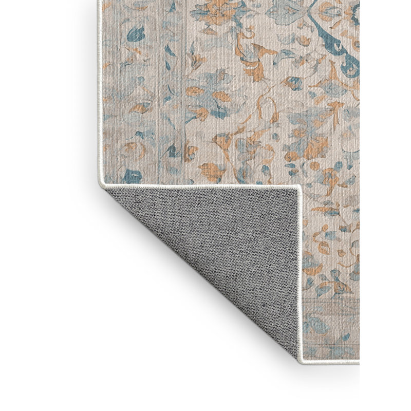 Machine Washable Beige Area Rug, Rectangle 8' x 10'