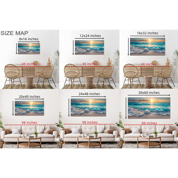 East Urban Home Adrick Sunset Ocean Coastal Landscape Canvas Prints ...