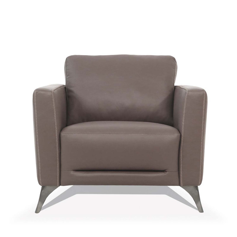 Chaise Malaga, cuir taupe, Taupe, Argent argent