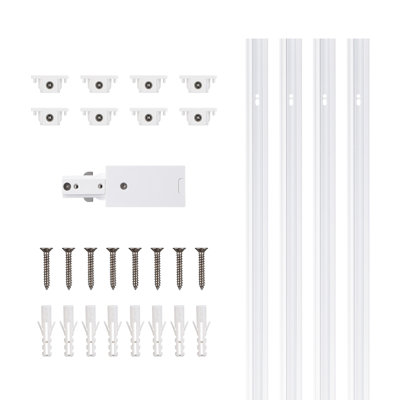 H Track Rail Kit, 4" H Type Track Light Rails+End Caps+Live End Feed Connector