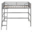 Lit mezzanine simple en bois massif avec échelle-1255425712