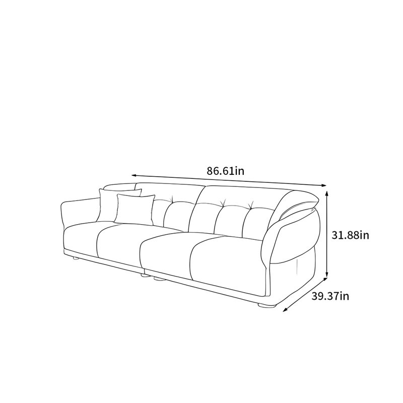Canapé italien crème en ligne, H 31,88 po x l 86,61 po x P 39,37 po