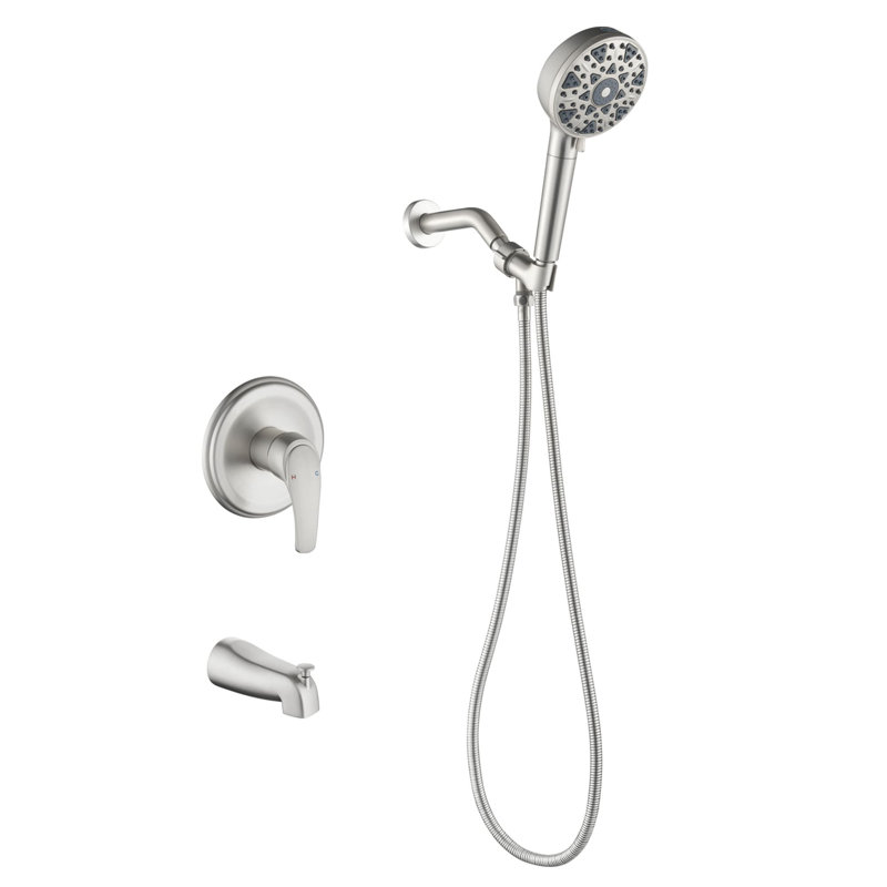 Diverter Complete Shower System with Rough in-Valve, Brushed Nickel