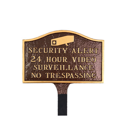 Plaque de sécurité à petite arche avec piquet de sécurité - frotté à l'huile / or