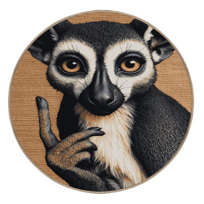 Washable Aye aye Wildlife Area Rug