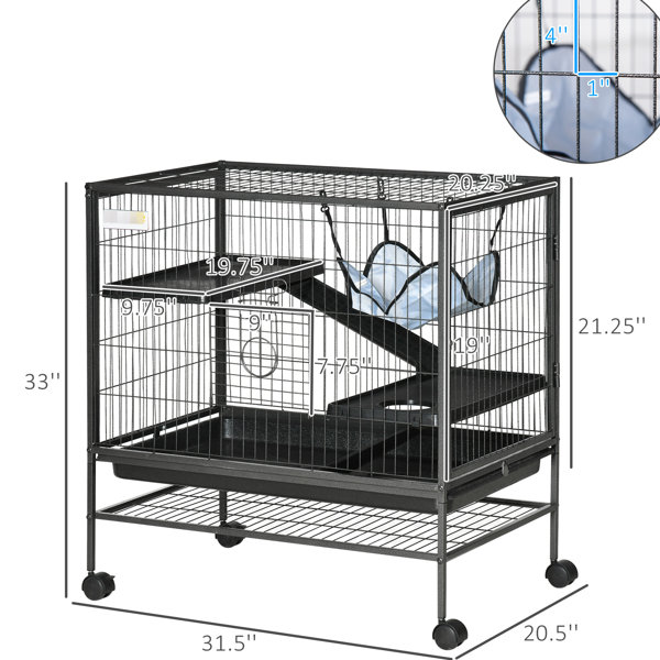 Latitude Run® Large 3 Small Animal - Metal Cage With Shelf Space ...
