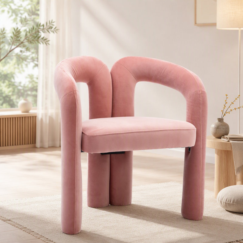 Ensemble confortable de chaises d'appoint rembourrées en velours pour divers espaces, Pink Fabric