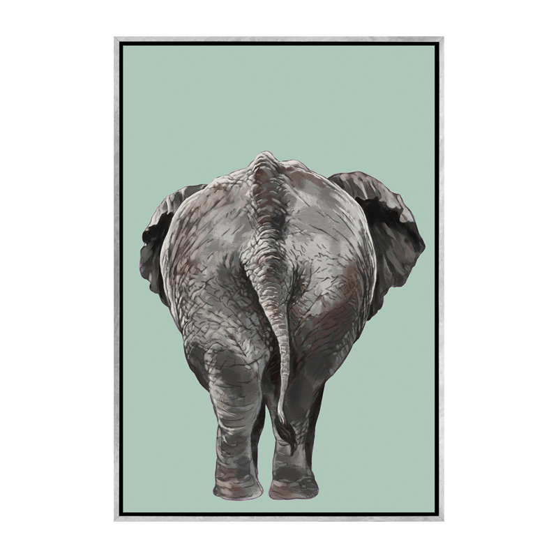 Art de bout éléphant, Toile avec cadre argenté, H 60 po x l 40po x P 1,5 po
