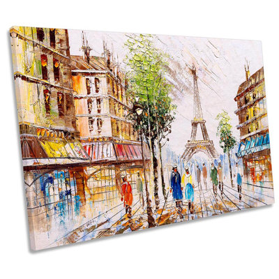 Paris City Eiffel Tower 1 Piece Wrapped Canvas Wall Art