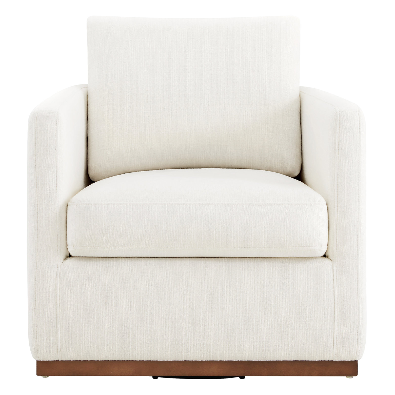 Bobbi Linen Swivel Armchair with Ottoman, Flannigan Cotton White Performance Weave