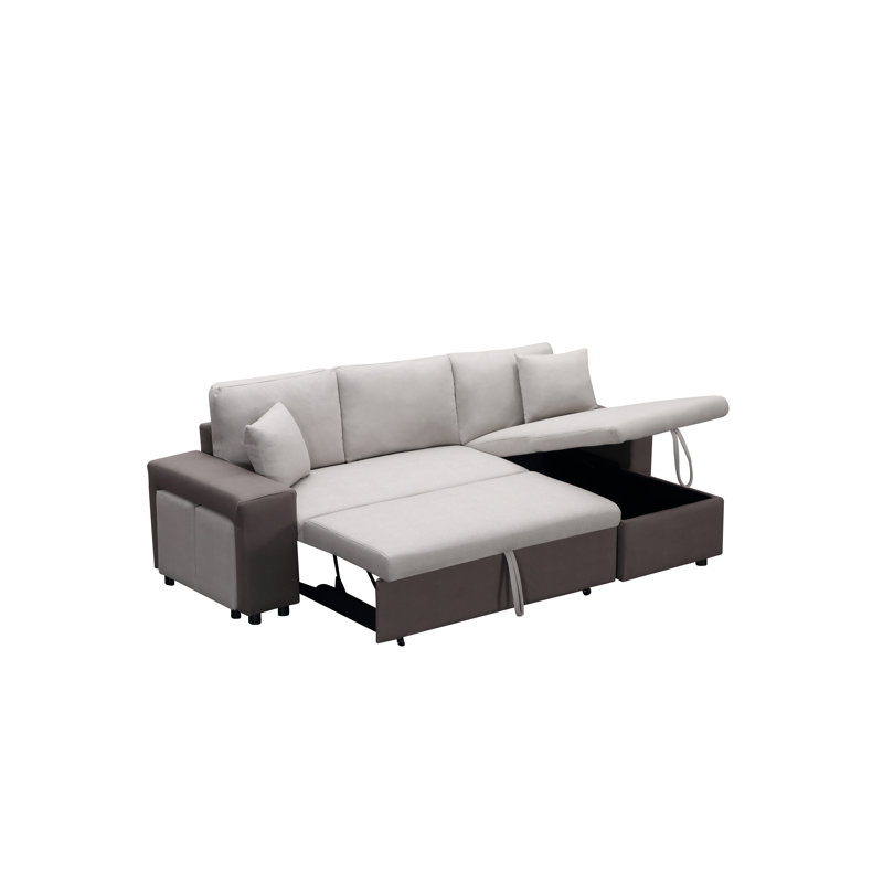 Canapé-lit et chaise longue réversible en cuir véritable de 93 po Bayan